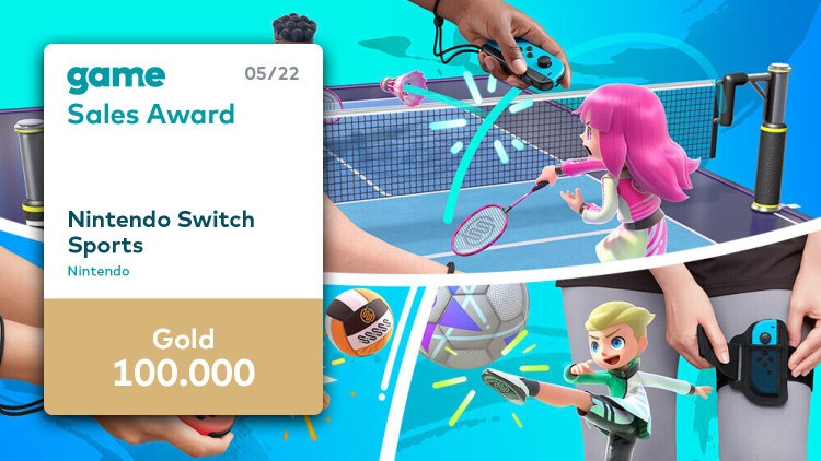 Mit Schwingen, Kicken und Pritschen am Ball bleiben: „Nintendo Switch Sports“ erhält den game Sales Award im Mai